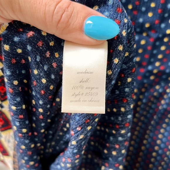 Alya Polka Dot Cold Shoulder Crepe Rayon Swing Dress, Mini Dress, Navy Blue, M - Picture 6 of 6